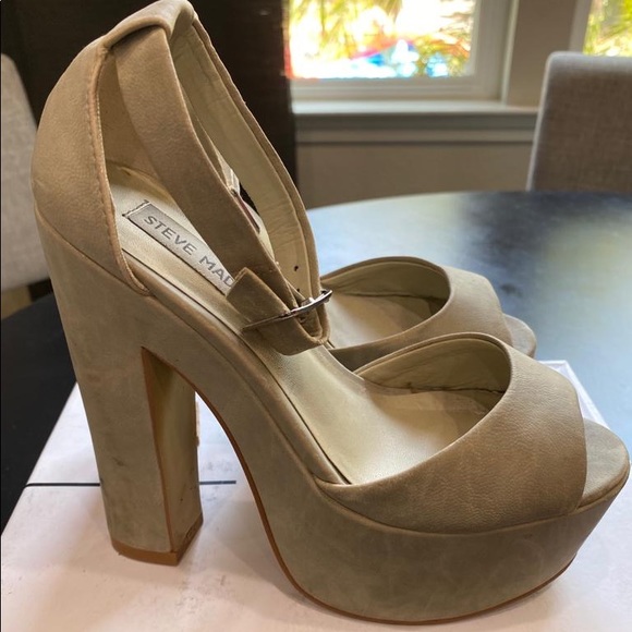 Steve Madden Whitman Platforms Bone Nubuck 6.5 - Picture 4 of 7